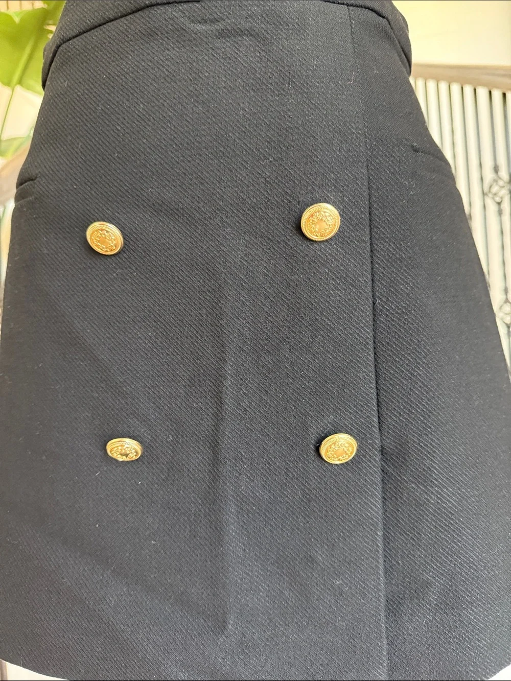H&M Classic Black Double-Breasted Mini Skirt with Gold Buttons (US 6)